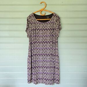 roz & ALI Size 22 Purple And White Zigzag Pattern Dress